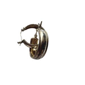 Vintage Charm: Ornate Two-Toned Hoop Earrings